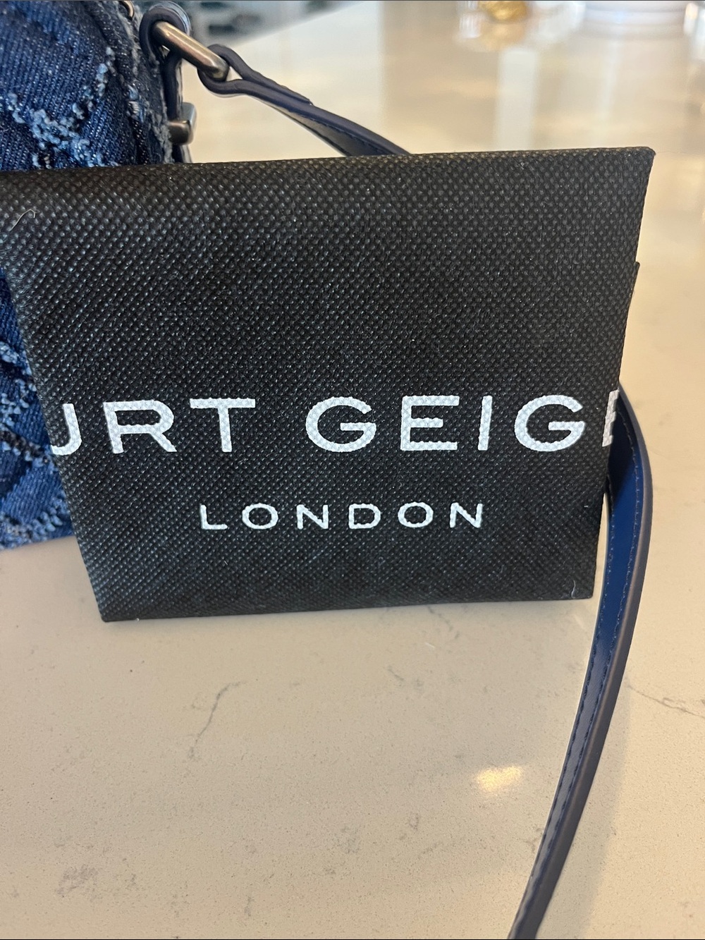 Kurt Geiger Navy Quilted Denim Crossbody Bag - Picture 4 of 9